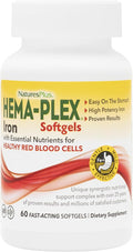 NaturesPlus Hema-Plex Iron - 60 Fast-Acting Softgels - 85 mg Iron + Vitamin C & Bioflavonoids for Healthy Red Blood Cells - Gluten Free - 20 Servings