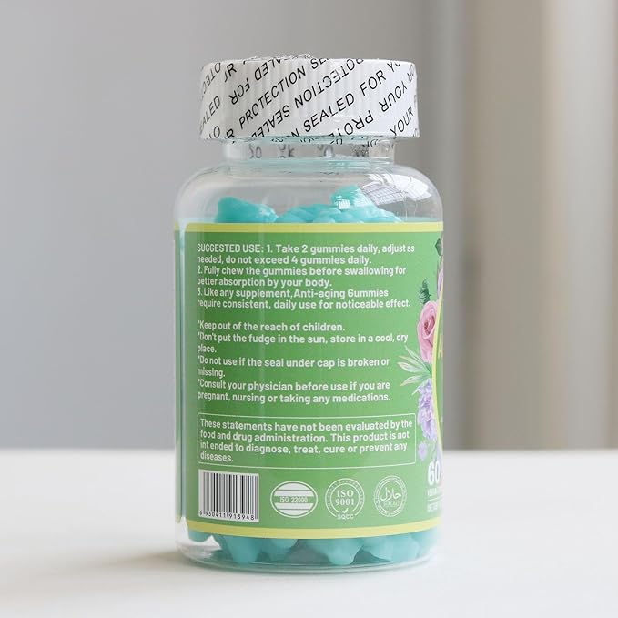 AIHIYO Anti-Aging Gummies, Promotes New Skin Cells Production Rejuvenation, Anti-Wrinkle & Antioxidant Support, Lemon Flavor, 60 Count