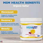 KALA HEALTH MSMPure Cherry Lemonade Flavored Coarse MSM Powder Flakes – US-Made MSM for Joint Health, Skin Appearance, and Hair & Nail Support – 8.8 oz, Organic Sulfur