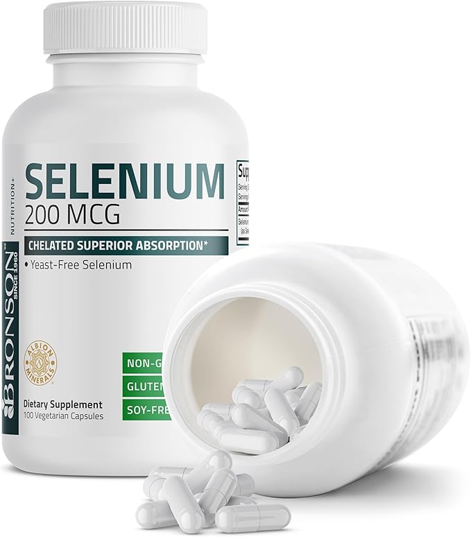 Bronson Selenium 200 mcg – Yeast Free Chelated Amino Acid Complex - Essential Trace Mineral with Superior Absorption, 100 Vegetarian Capsules