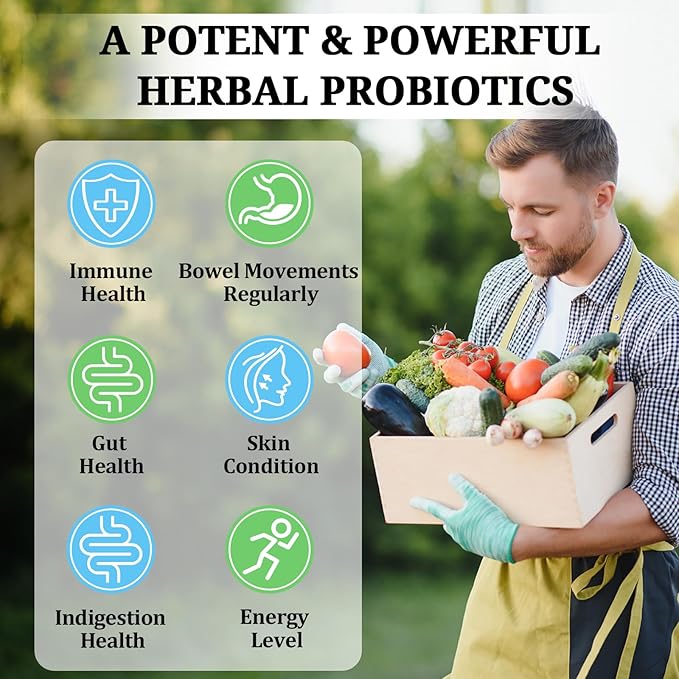 Probiotics for Women and Men, 300 Billion CFU, 24 Strains Probiotics with 15 Organic Herbs probiotics Blend, Probiotic Supplement for Digestive Gut Immune & Whole-Body Health -6 Month Supply