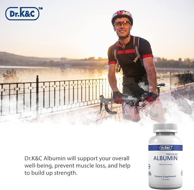 Dr.K&C Premium Albumin Protein Supplement – Extra Strength 1000 mg 360 Tablets Healthy Kidney Liver Promote General Wellness Energy Support Life Balance 3pk
