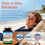 Innate Vitality Vitamin D3 K2 Supplement 90 Softgels, Vitamin D3 5000 IU + K2 100 mcg with Cold-Pressed Olive Oil for Maximize Absorption, Non-GMO, No Soy or Gluten, Bone, Immune & Heart Support