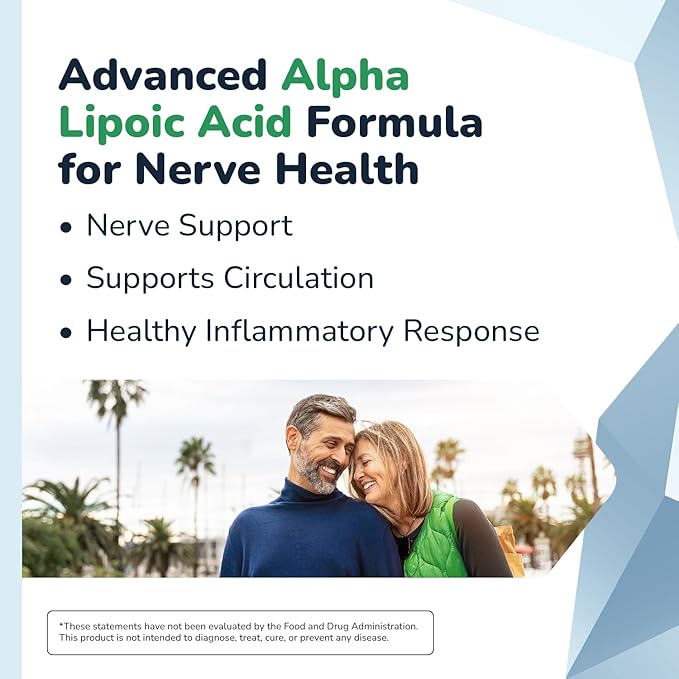 Nervala - Alpha Lipoic Acid 600mg - ALA Supplement Antioxidant for Nerve, Energy & Circulation Support- Extra Strength with Benfotiamine - Made in USA, Lab Tested - 30 Capsules, 1 Month Supply