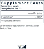 Vital Nutrients Glutamine - 3400mg L-Glutamine - Healthy Gastrointestinal Tract Function - Gluten, Dairy, Soy Free - Non-GMO - 90 Glutamine Capsules