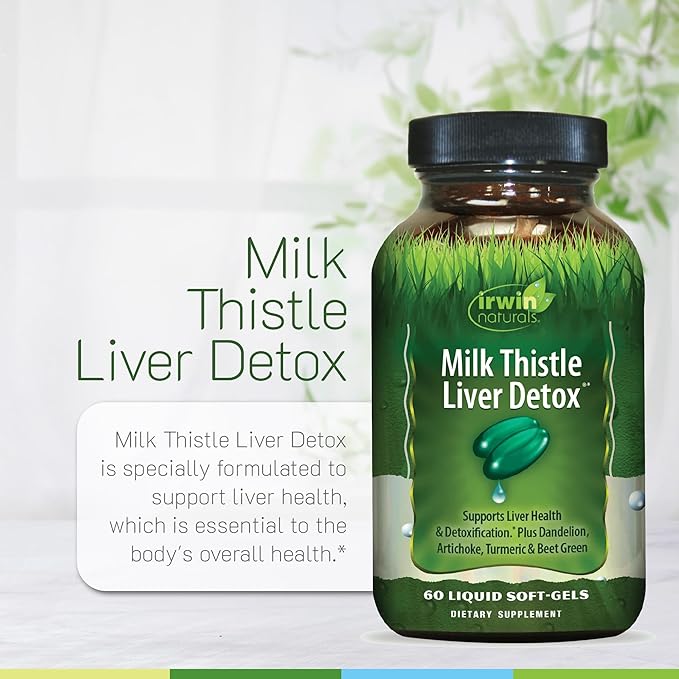 Irwin Naturals Milk Thistle Liver Detox - 60 Liquid Soft-Gels, Supports Liver Health with Dandelion, Artichoke, Turmeric & Green Beet Root - 30 Total Servings