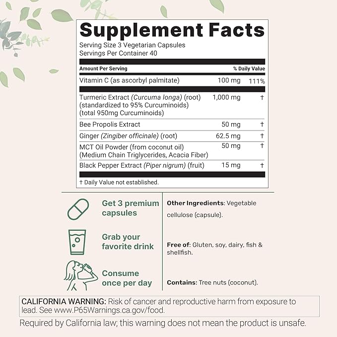 Micro Ingredients Pure Turmeric Curcumin Supplement 1,000mg – 95% Curcuminoids with Black Pepper & Ginger – High Absorption for Joint & Antioxidant Support* – Filler Free, 240 Veggie Capsules