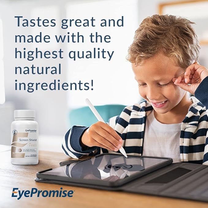 EyePromise Screen Shield Teen Eye Vitamin - 30-Count, 30-Day Supply - Chewable Eye Supplement for Kids with Zeaxanthin, Lutein, Zinc & Vitamins for Tired, Strained Eyes