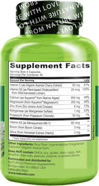 NATURELO Calcium Supplement - with Vitamin C, Vitamin D3, K2, and Calcium Magnesium Zinc for Bone Strength with Calcium 600mg - Plant-Based, 120 Vegetarian Capsules, Non-GMO, Soy & Gluten-Free