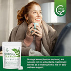 Moringa Tea Bags | 100% Pure Moringa Leaf Tea | Antioxidant-Rich, Caffeine-Free Herbal Tea | Supports Immunity, Energy & Digestion, 40 Count | Gluten-Free, Non-GMO
