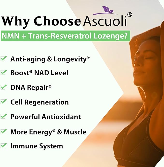 Sublingual NMN 500mg + Trans-Resveratrol 400mg, 3-in-1 Advanced Formula 99% Pure NMN Resveratrol Supplement for Boost* NAD, Cell, Immune, Energy & Muscle, Anti-Aging, 240 Lozenges, 240-Day Supply