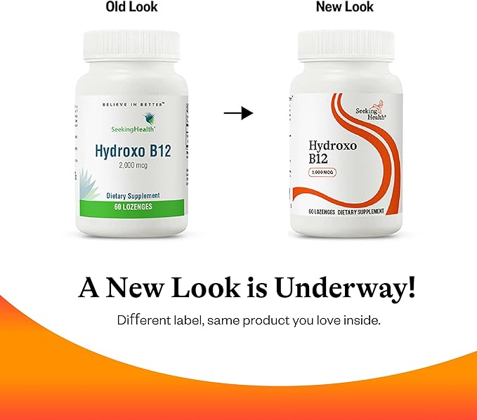 Seeking Health Hydroxo B12 - Vitamin B Supplement for Energy Support - Supplement with Folate to Support Methylation & Homocysteine Levels - 2000 mcg, 60 Lozenges