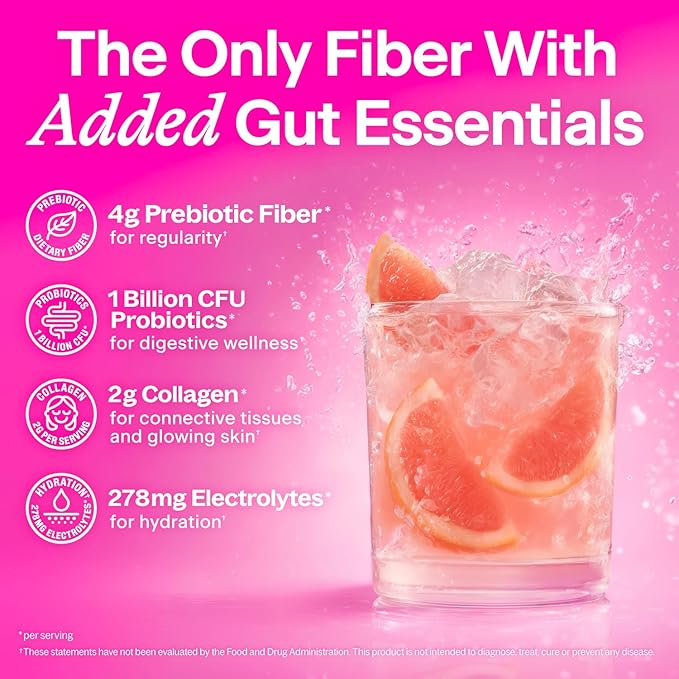 Belli Welli Fiber Supplement for Women & Men – Premium Daily Fiber Powder from Organic Acacia with Added Collagen, Electrolytes & Probiotics – No Bloat, Constipation & Gut Health Support (Tropical)