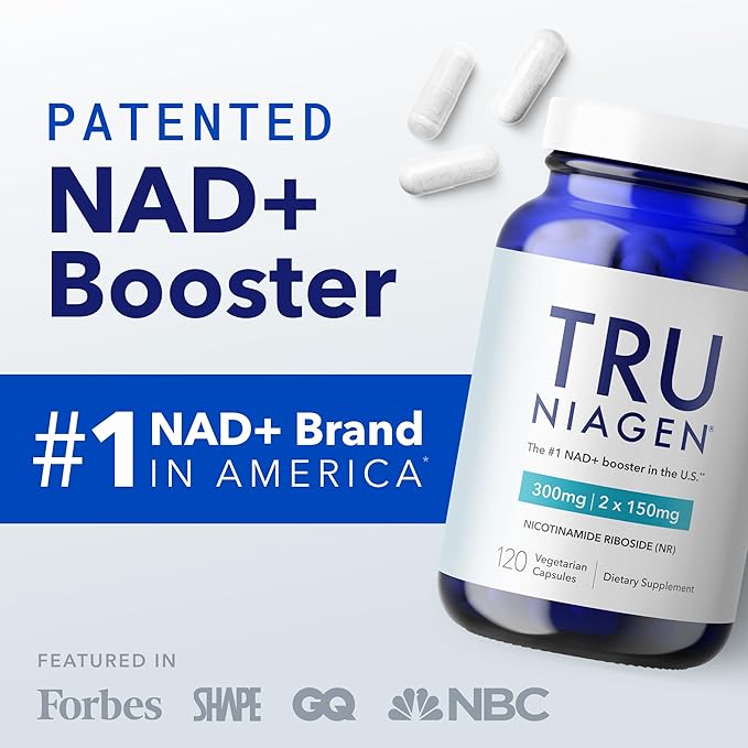 TRU NIAGEN Patented NAD Supplement for Brain Function, Anti Aging & Cell Regeneration, Niagen, 60 300mg Servings | Supports Cellular Energy, Muscle | Nicotinamide Riboside (NR) Take 2 Daily | 1 Bottle