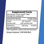 Superior Source No Shot Vitamin B-12 Cyanocobalamin 1000 mcg & Folic Acid 400 mcg - Offers Energy, Heart, Brain, & Stress Support - 60 Sublingual Dissolving Tablets