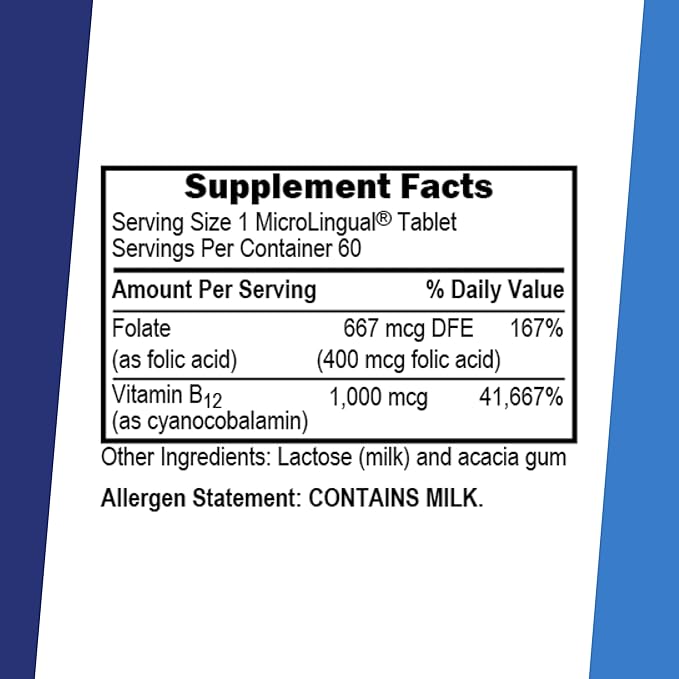 Superior Source No Shot Vitamin B-12 Cyanocobalamin 1000 mcg & Folic Acid 400 mcg - Offers Energy, Heart, Brain, & Stress Support - 60 Sublingual Dissolving Tablets