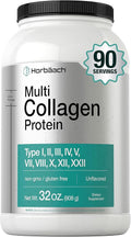 Horbaach Multi Collagen Protein Powder 32 oz | Types I, II, III, IV, V, VII, VIII, X, XII, and XXII | Grassfed Collagen Peptides | Keto & Paleo Friendly | Unflavored & Gluten Free