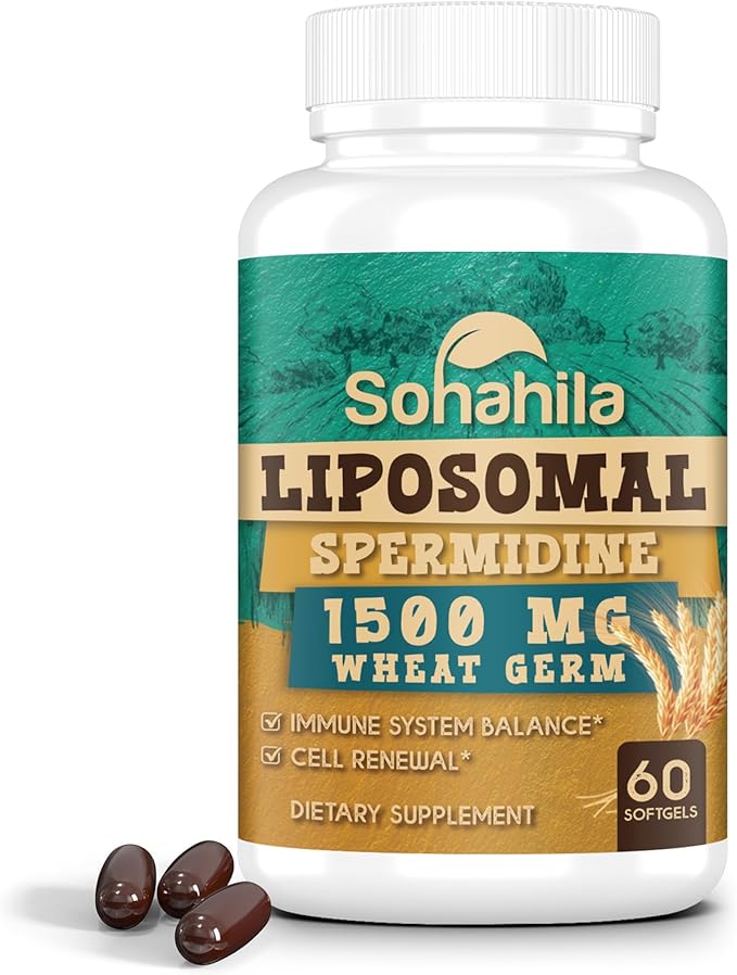 Spermidine Supplement 15 MG - 99% Purity, High Absorption, 1500 MG Fermented Wheat Germ Extract with Zinc & Thiamin, Spermidine for Men & Women - Cellular Renewal, Aging Defense, Energy, 60 Softgels