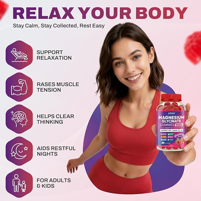 Magnesium Glycinate Gummies 600mg, Sugar Free Magnesium Gummy for Women, Men & Kids, High Absorption Magnesium Supplement for Muscle, Brain Support and Relaxation, Vegan, Non-GMO, 90 Count