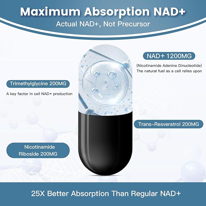 inGreens Liposomal NAD+ Supplement 1800 mg with Nicotinamide Riboside, Trans Resveratrol, Trimethylglycine, Replaces NMN, Boost NAD+, Aging Defense, Cellular Energy, 300 Softgels
