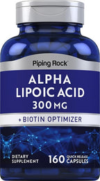 Piping Rock Alpha Lipoic Acid 300mg | Plus Biotin Optimizer | 160 Capsules | Non-GMO, Gluten Free Supplement