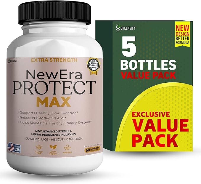 New Era Protect Max Extra Strength Urinary Support Supplement, 60 Veggie Capsules, 1000mg D-Mannose with Cranberry, Hibiscus, Dandelion (5)
