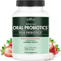 Oral Probiotics Supplement with Prebiotics - Supports Healthy Teeth Gums Mouth and Fresh Odorless Breath for Adults - Strawberry Flavored Chewable Dental Probiotic (90 Tablets, 90 Day Supply)