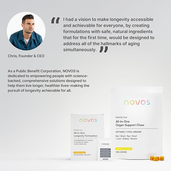 Novos Core Unflavored + Boost NMN – Pure Longevity Stack | NMN Capsules & Unflavored Drink Mix for Cellular Repair, Energy & DNA Support