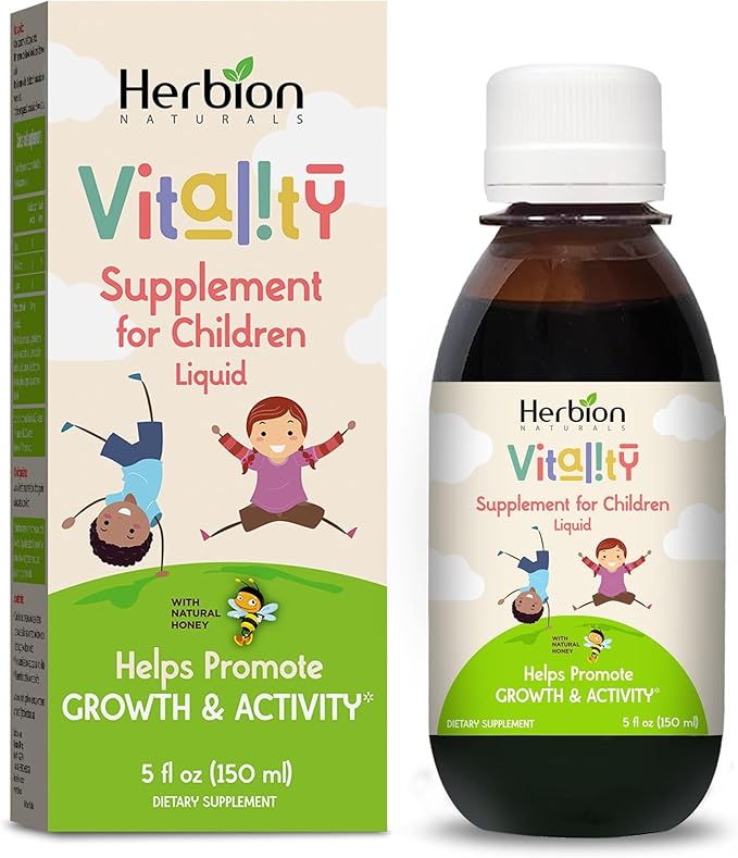 HERBION Naturals Vitality Supplement for Children, Promotes Growth and Appetite, Relieves Fatigue, Improves Mental & Physical Performance, for Kids 1 Year & Above, 5 Fl Oz (Pack of 2)
