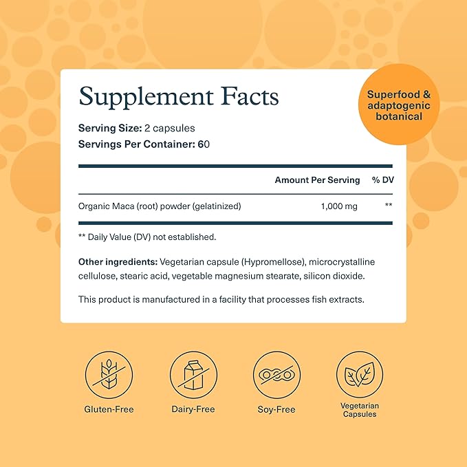 Youtheory Women's Maca Root - Vegan Energy & Menopause Support Supplement with Peruvian Ginseng* - Premium Supplement for Women - Dairy, Soy & Gluten Free - 120 Vegetarian Capsules