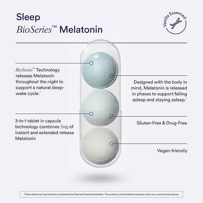 Ritual Sleep Bioseries™ Melatonin: Sleep Aid for Adults, Sleep Supplement with Time Released Capsules, Vegan Drug Free Sleep Vitamins for All Night Sleep Support, 20 Capsules (Pack of 2)
