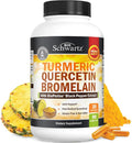 Turmeric Quercetin with Bromelain Supplement - Natural Extra Strength Immune and Joint Support with BioPerine Black Pepper for Max Absorption - Organic Tumeric Bromelain Supplement Vegan Safe, Non-GMO