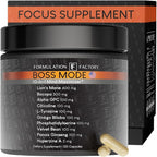 Formulation Factory Nootropic Brain Supplement - Boss Mode Focus & Memory Complex with Lion's Mane, Alpha GPC & Bacopa - Cognitive Support - 120 Capsules, 2 Month Supply