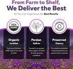 Organic Saffron Extract: Optimized Extract with Safromotivines, Safranal, and Crocins – Clinically Studied | Premium Persian Sargol Quality | Supports Mood, Calmness, and Relaxation – 30 Servings