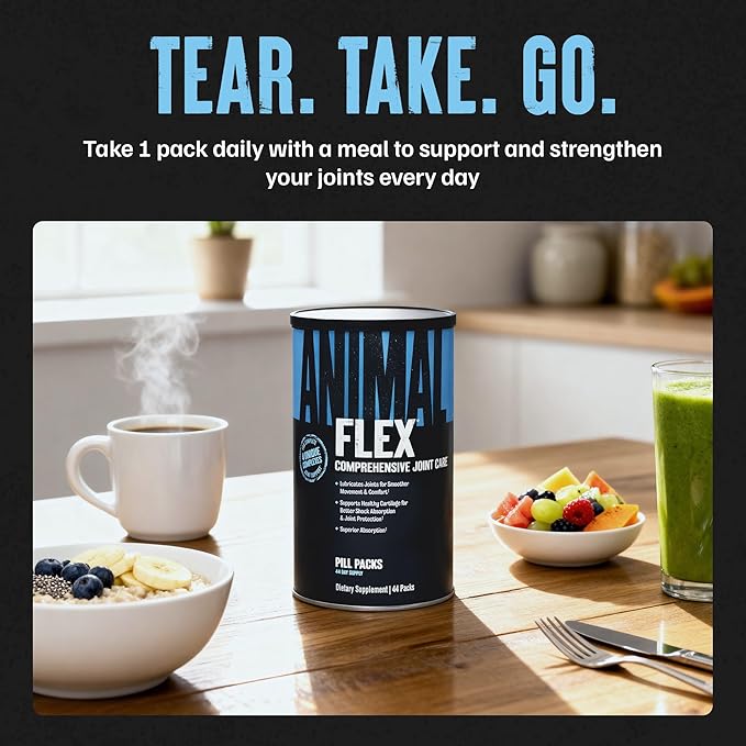 Animal Flex - Glucosamine Chondroitin Joint Supplement for Women and Men Discomfort with Turmeric, MSM, Boswellia for Cartilage, Joint Health, Muscles, Back, Knees, Shoulder, and Hip, 44 Packs
