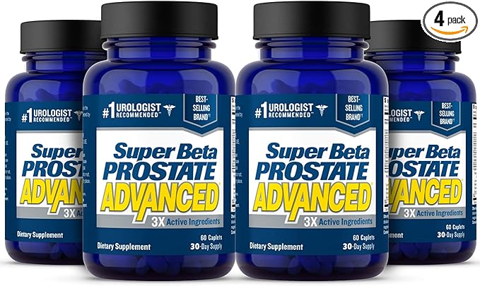 SUPER BETA PROSTATE Advanced – Promote Sleep, Support Bladder Emptying. Prostate Support Supplement for Men's Health with Beta Sitosterol, not Saw Palmetto. (240 Caplets, 4-Pack)