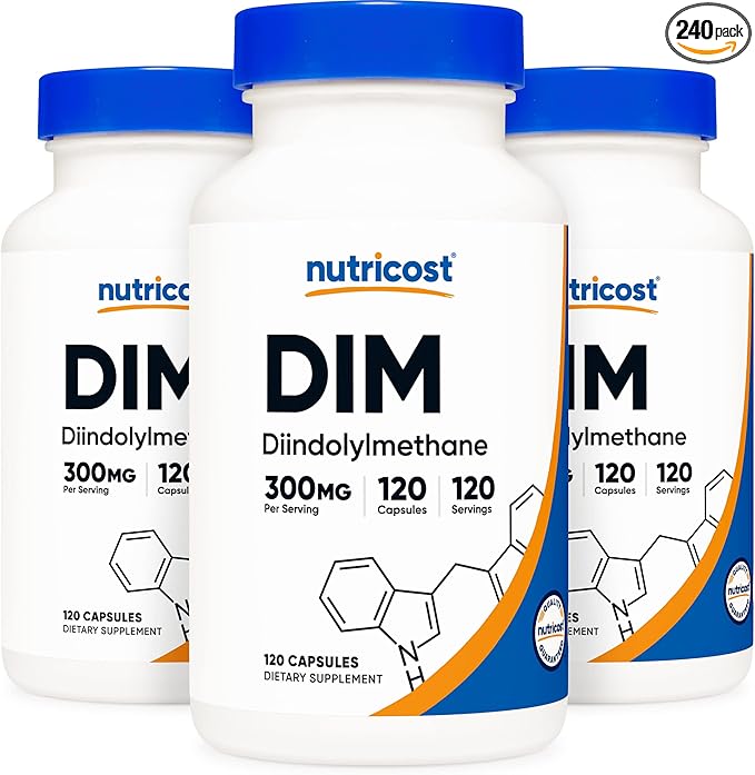 Nutricost DIM (Diindolylmethane) 300mg, 120 Capsules with BioPerine (3 Bottles)