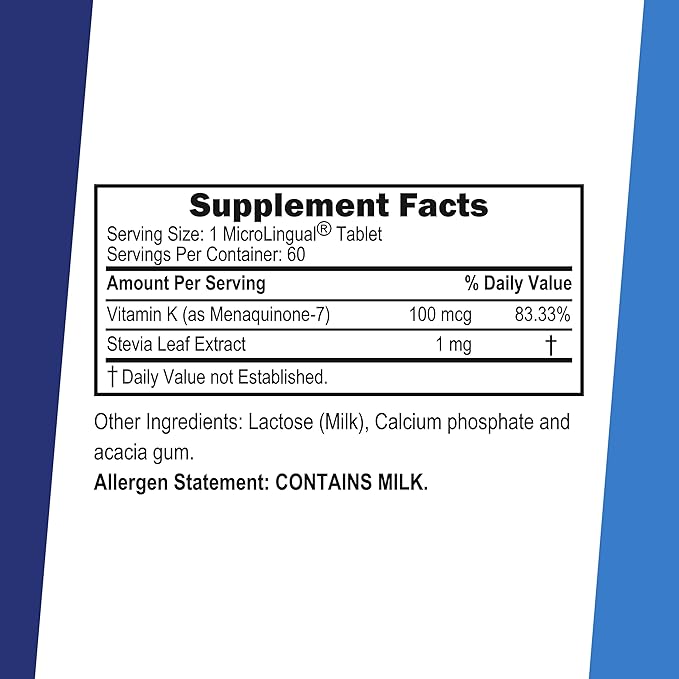 Superior Source Vitamin K2 MK-7 (Menaquinone-7) 100 mcg - Bone Strength & Health Support Supplement - Aids Healthy Heart Function - Bariatric-Friendly - 60 Sublingual Dissolving Tablets