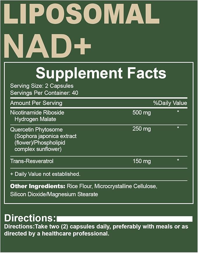 NAD Resveratrol Supplement with NAD Nicotinamide Riboside Resveratrol 900 MG, Boost NAD+ for Cellular Health, Anti-Aging, Energy, Focus - 80 Capsules(2Pcs)