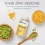 SOLARAY OptiZinc 30mg Immune Support Supplement - Zinc Supplements for Men and Women w/Vitamin B6 - Strong Bones and Skin Health Support - High Absorption - 60-Day Guarantee, 60 Servings, 60 VegCaps