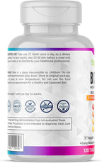 B Complex with Vitamin C, Folic Acid, Iron, Choline & Magnesium - Advanced High Potency B1, B2, B3, B5, B6, B7, B9, B12 - Energy & Nervous System Support - Vegan, Non-GMO 120 Tablets