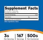 Nutricost Beta Alanine Powder 500 Grams (1.1lbs) - Pure Beta Alanine, Gluten Free & Non-GMO
