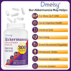 Akkermansia Supplement - 300 Billion AFU Akkermansia Muciniphila, Akkermansia Probiotic for Women & Men, for Boost , Digestive, Gut, Immunity, Enhances Gut Lining Function & Intestinal Walls, 60 Count