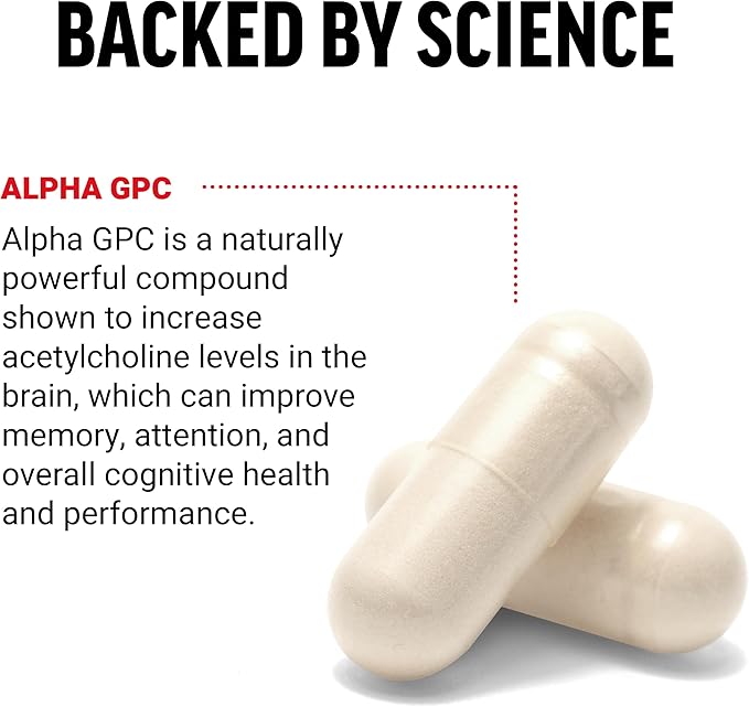 Force Factor Alpha GPC Brain Supplement for Memory and Focus, Mood Support Supplement with Alpha GPC 600mg, Premium Quality, Vegan, Non-GMO, 60 Capsules