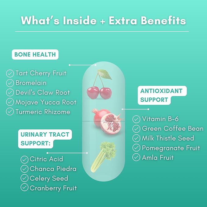 Uric Acid Flush - Herbal Uric Acid Cleanse Supplement - With Tart Cherry, Celery Seed Extract, Chanca Piedra, Devil’s Claw & Green Coffee Bean - Vegan - Supports Gallbladder and Kidney Health