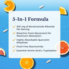 Vitalitown 5 in 1 NAD+, NMN Supplement Alternatives, Nicotinamide Riboside (NR), Trans-Resveratrol, Quercetin, Niacinamide, L-Tryptophan, for Cellular Energy, Heart, Skin, 90 Veggie Capsules