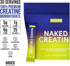 NAKED Pure Micronized Lemon Lime Creatine Monohydrate Stick Packs, Vegan, Non-GMO, Gluten Free, Soy Free. Aid Strength Gains, No Additives - 30 Stick Packs