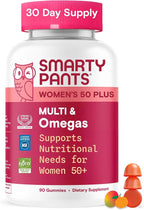 SmartyPants Multivitamin Gummy for Women 50 and Over, Omega 3 (DHA/EPA), Methylfolate, CoQ10, Vitamin D3, C, Vitamin B12, B6, A, K, Biotin, Gluten Free, 90 Count (30 Day Supply)