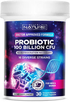 Built by Nature 100 Billion CFU Probiotic – 16 Strains + Prebiotics – Immune & Digestive Support – for Women & Men – Delayed Release Capsules, Shelf Stable – 1 Month Supply - 30 Capsules