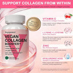 Vegan Collagen Booster with Biotin 10,000 mcg, Hyaluronic Acid, Bamboo Silica, Vitamin C & Zinc, Plant Based Hair Skin & Nails Support for Women & Men, 90 Vegan Capsules